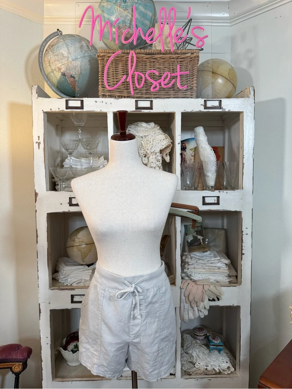 James Perse White Linen Drawstring Shorts